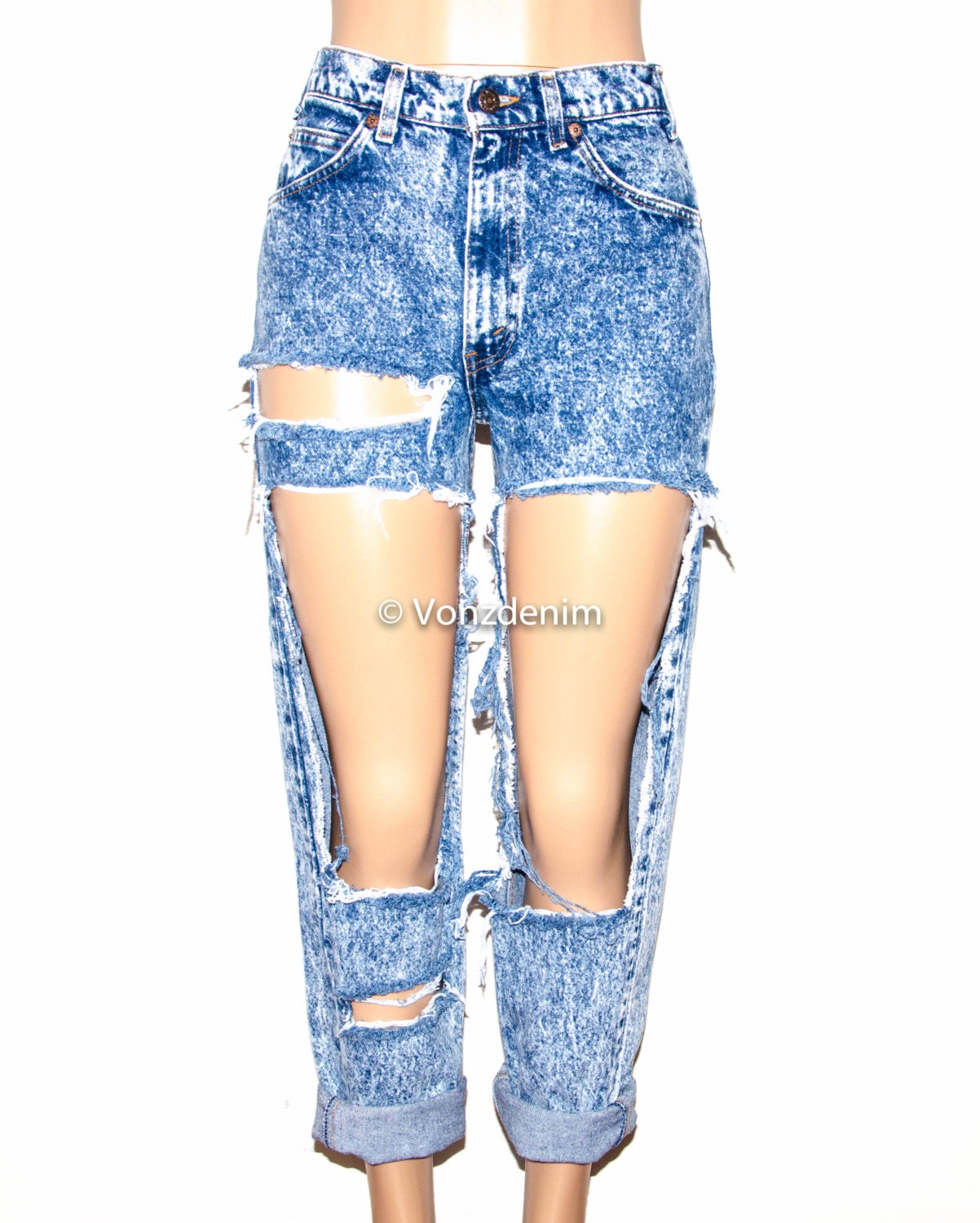 high waisted distressed boyfriend jeans