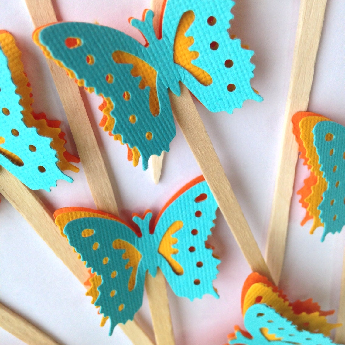 Bright Blue Butterfly Cake Picks by PicktheCake on Etsy