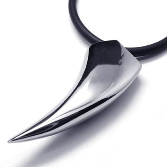 Unique Stainless Steel Spear Wolf Tooth Pendant Mens by MakeCharms