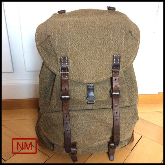 Vintage Swiss Army Backpack or Rucksack Pepper & Salt 1950s
