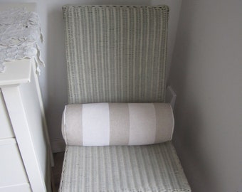 Bolster with striped coffee and cream cotton fabric.