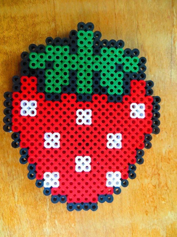 Items similar to Strawberry Perler Beads Magnet on Etsy