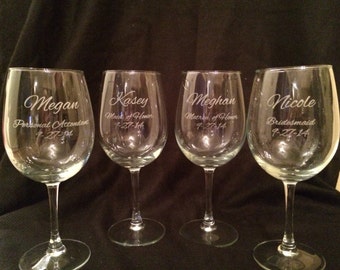 SET OF TEN Personalized Wine Glasses