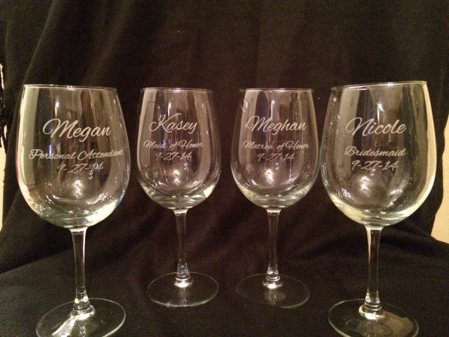 Set Of Five Personalized Wine Glasses 