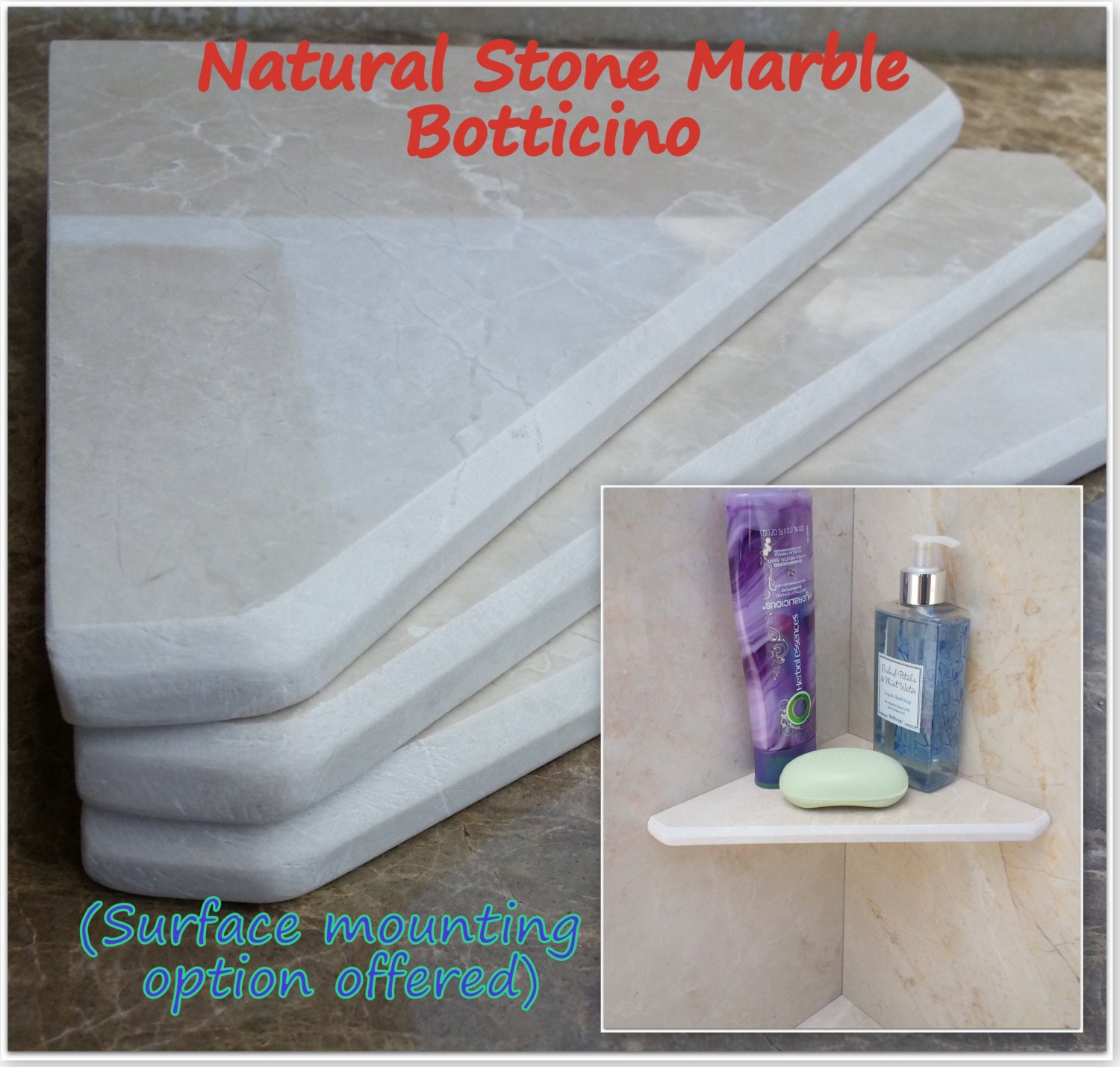 MARBLE SHELF Natural Stone Shower Corner Bathroom by MarbleZone