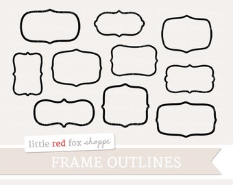 Rectangle Banner Clipart Digital Frame Clip by LittleRedFoxShoppe