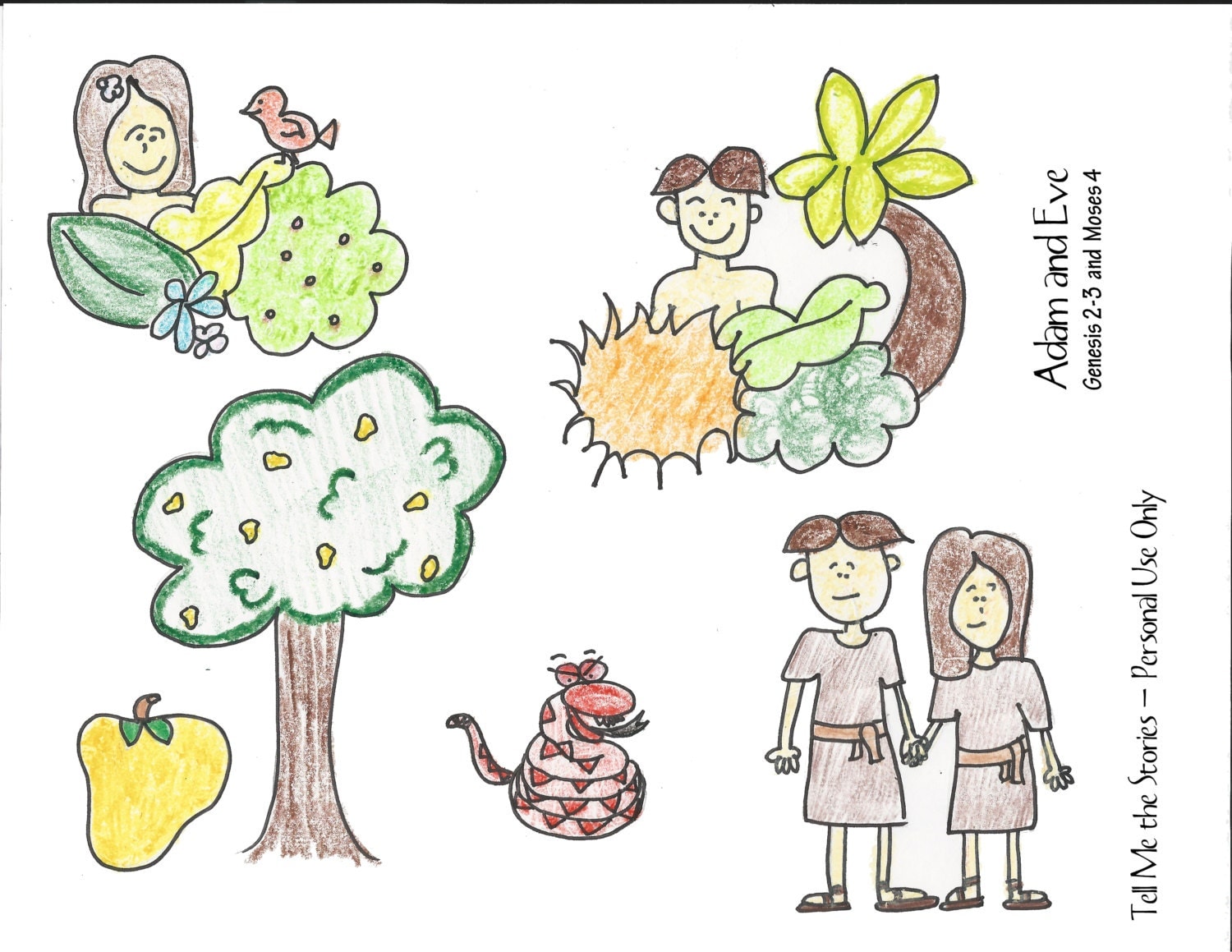 Adam and Eve Printable Story Pieces INSTANT by TellMeTheStories