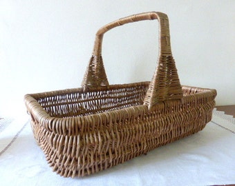 Vintage French, Large, Bent Twig, Gathering, Market Basket