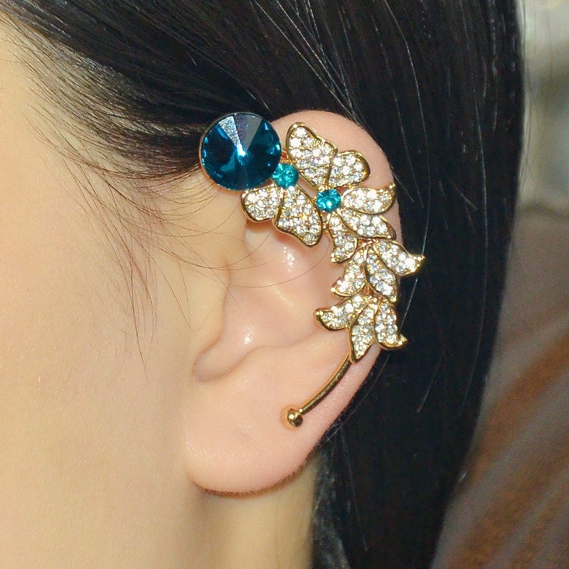 Diamond Ear Cuff Ruby ear cuff Sapphire ear by shiningstore