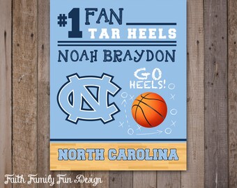 UNC Tarheels Team Sign. North Carolina College Basketball Decor. Man ...