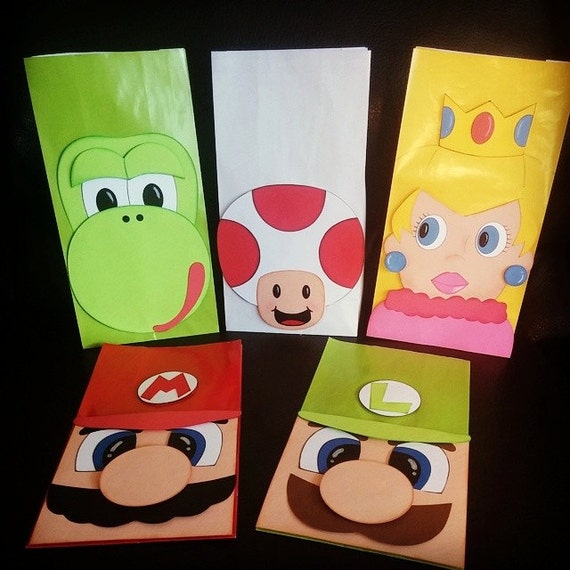 Birthday Party Mario Bros. Themed Gift Bags Set of 10