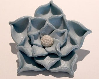 Polymer Clay Blue Flower Brooch