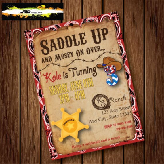 Printable WESTERN INVITATION Western Birthday Party