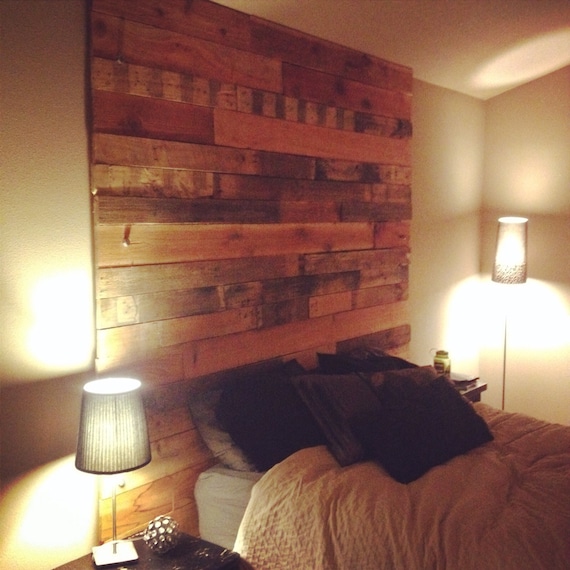 Items similar to Vintage Reclaimed Wood Pallet Headboard on Etsy