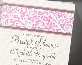 Brown Rustic Country Burlap & Linen Bridal Shower invites