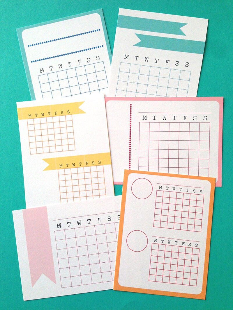 Printable 3x4 Month Calendars Journal Cards Instant