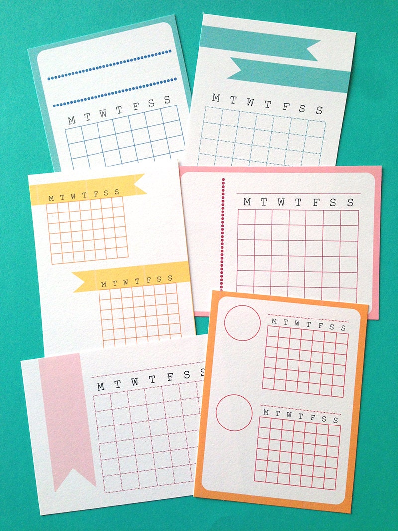 Printable 3x4 Month Calendars Journal Cards Instant