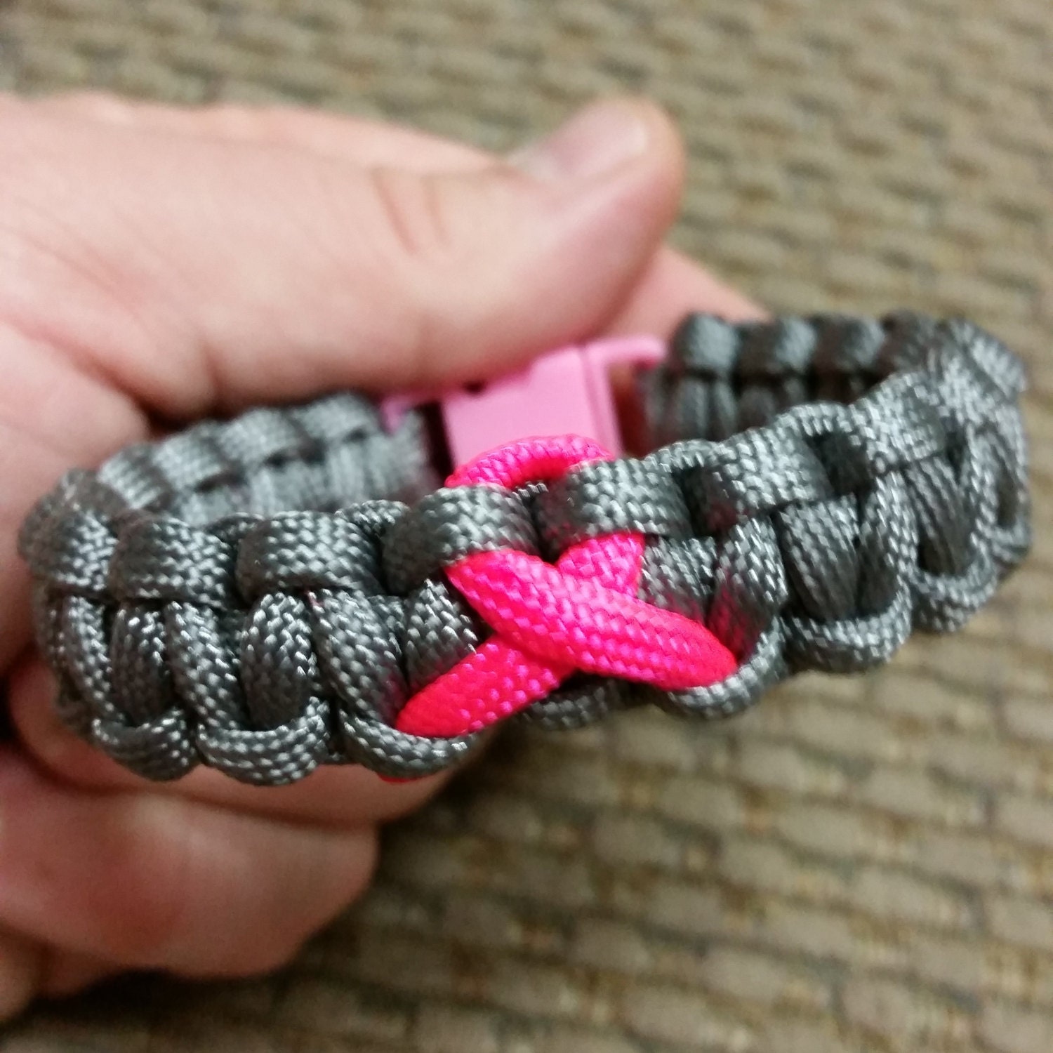 Breast Cancer Awareness Paracord Bracelet. Many by Cords4Kids
