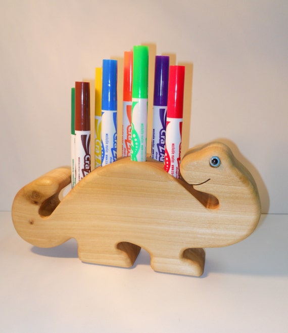 Handmade Wooden Dinosaur Marker Holder