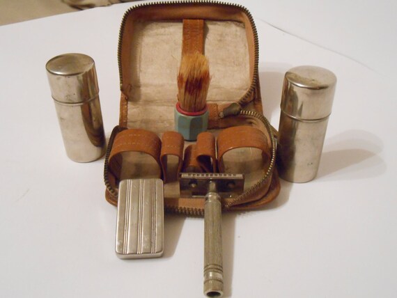 vintage leather shaving kit