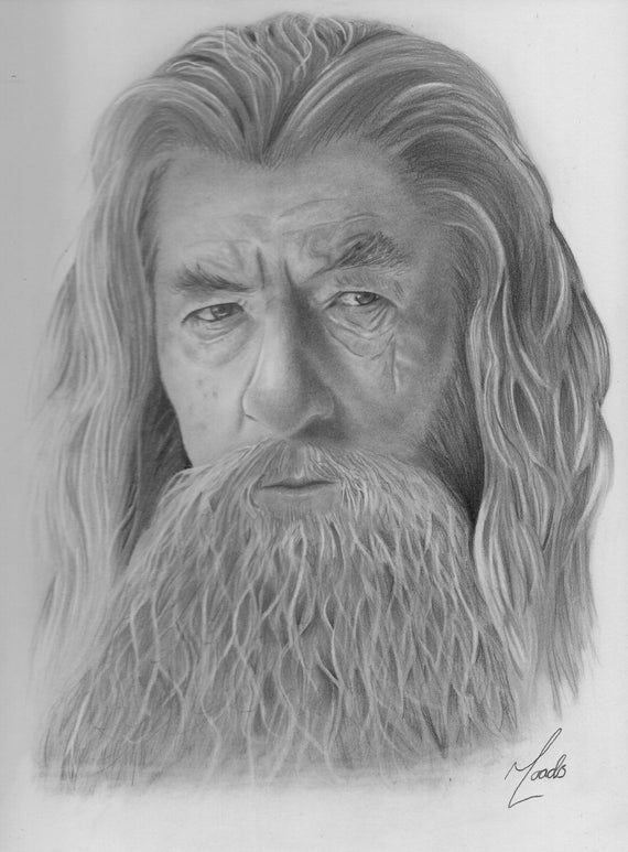 Sir Ian McKellen as Gandalf the Grey in The Lord by Mikeloadsart