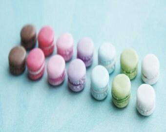 french macaron stud earrings- miniature food jewelry, macarons earrings