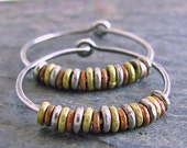 Mixed Metal Jewelry Sterling Silver Hoop Earrings African Found Metal Brass Copper Silver Rustic Jewelry 1 Inch Small Hoops Recycled Silver