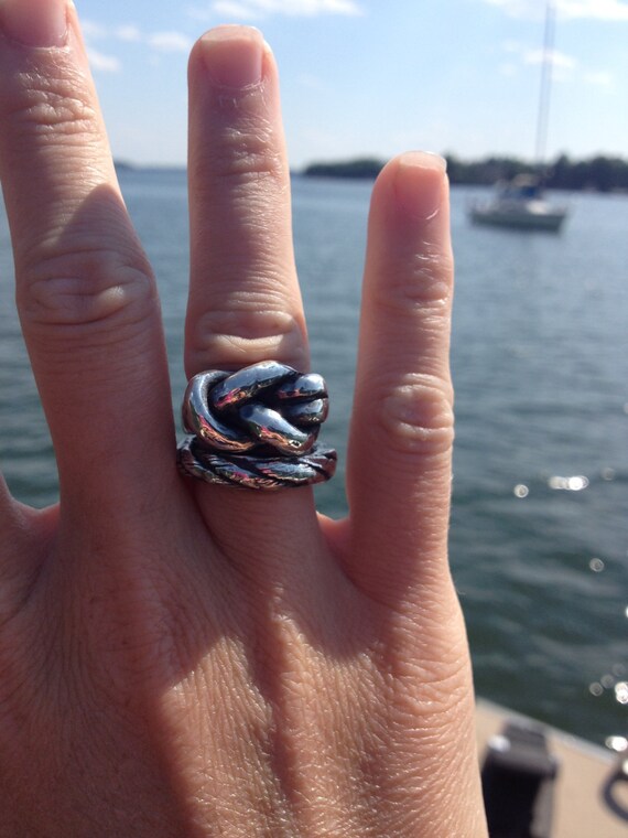 Items similar to Nautical Rope Rings, fine silver love knot sailors