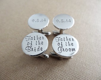2 Sets of Cufflinks - Father of the Groom - Father of the Bride - Personalized Cufflinks - Wedding Jewelry