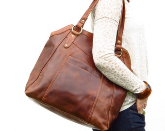 Large leather bag | Etsy