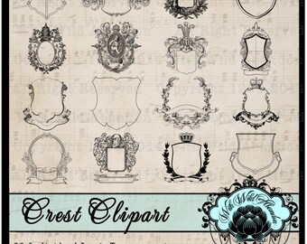 Family Crest, Royal Monogram, Coat of Arms, Royalty Clipart, Images, Overlays, Digital Design Elements or Illustrations