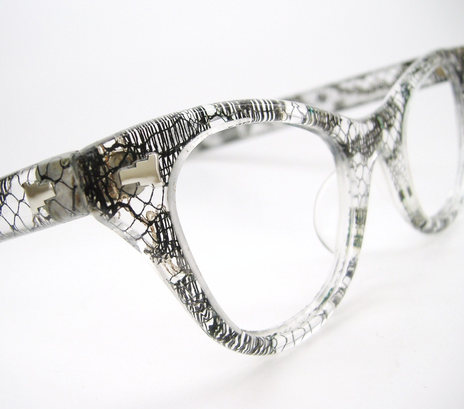 Black Lace Vintage Cat Eye Glasses Fifties Eyeglasses 