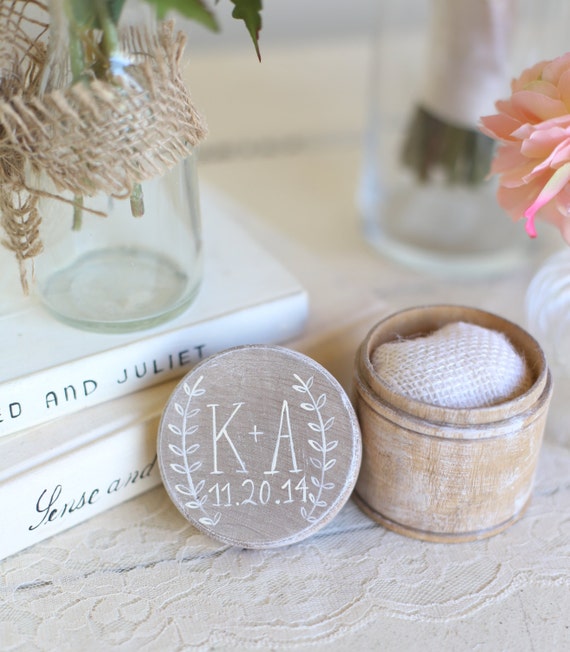 Personalized Rustic Ring Bearer Pillow Box Shabby Chic Wedding