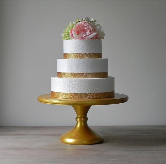 Gold Cake  Stand  14  Metallic Wedding  Cake  Pedestal  Rustic