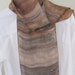 Hand painted silk scarf brown tones grey striped design 8x54 long scarf Canada made design