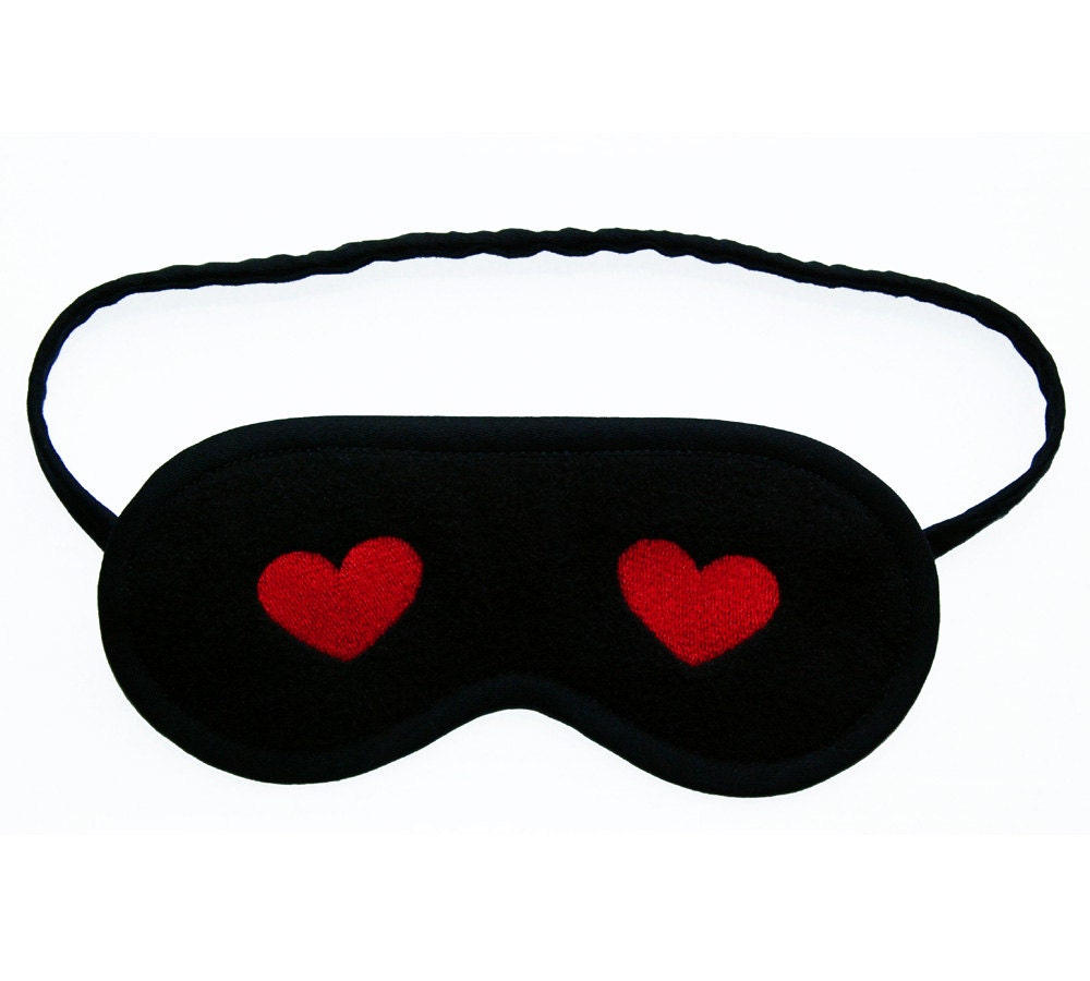Blindfolds set for couple 2 Heart sleep masks white black
