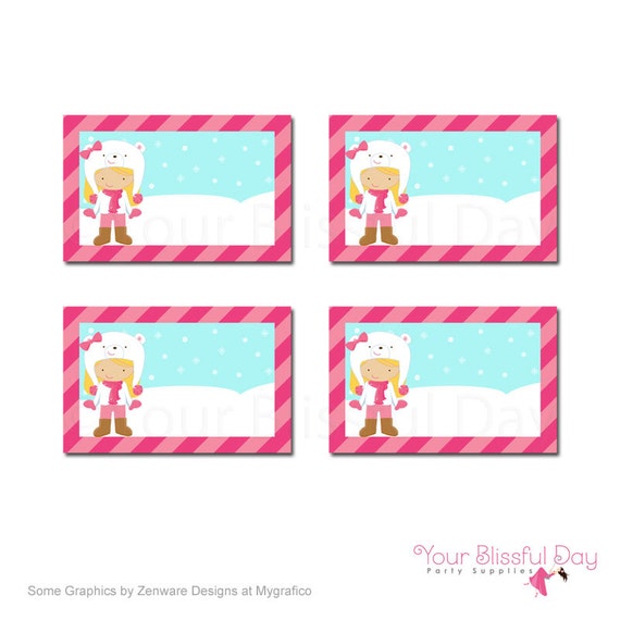 PRINTABLE Girl Winter Fun Label Tents (Character of your choice) Il_570xn