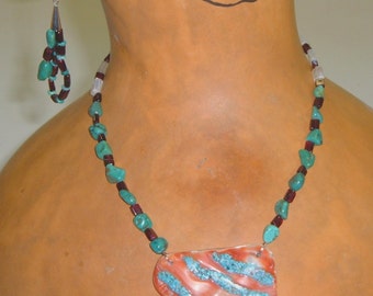 Abalone Turquoise Garnet Necklace