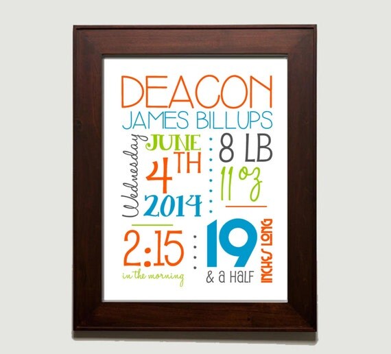 Items similar to Birth Announcement Sign Personalized Boy Orange