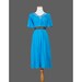 SALE, 1970s Hippie Dress, Vintage 70s Caftan Dress, Mexican Embroidered, Aqua Blue, Peasant Dress, Short Sleeve, Large L XL