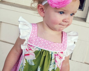 Sugar and Spice Dress and Top: Flutter Sleeve Dress Pattern, Girls Dress Pattern