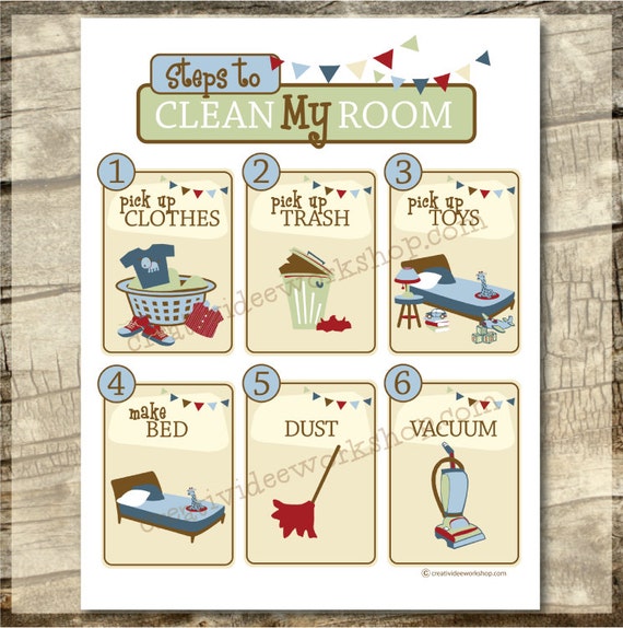 Instant Download Printable Clean My Room by CreativiDeeWorkshop