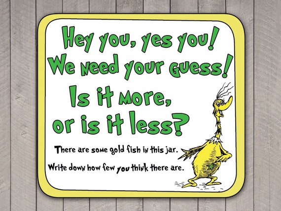 Dr. Seuss Game How Many Goldfish by AmpersandCreations on Etsy