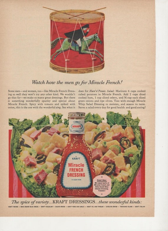 1962 Kraft French Salad Dressing Advertisement Ham N Potato