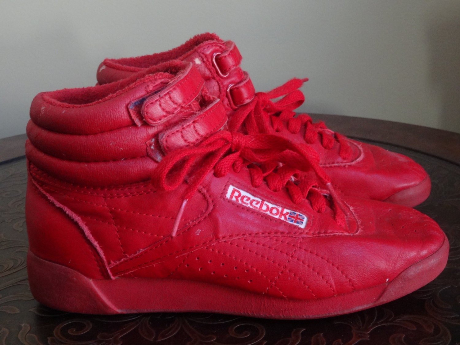 Vintage 1980s / 90s RED REEBOK High Top Classic Tennis Shoes