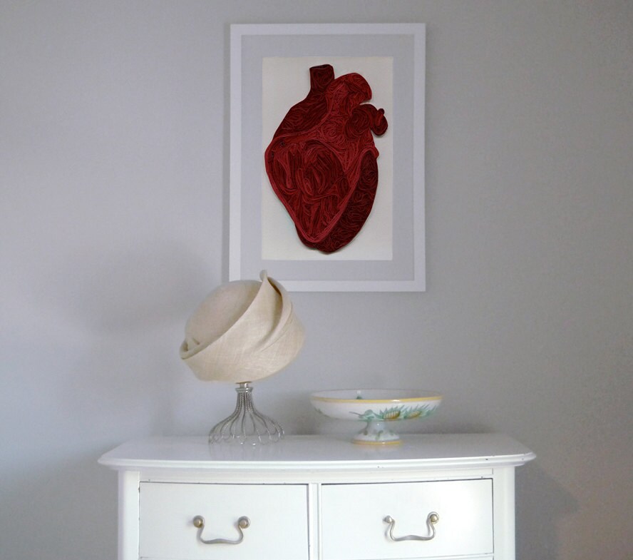 Quilled Human Heart poster Doctor Decor Print Minimalist