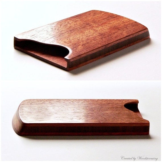 Wood business card holder business card case by Woodstorming