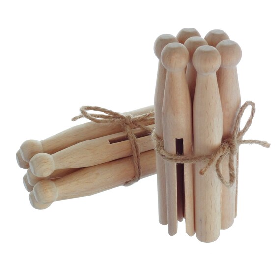 14 traditional wooden dolly pegs for craft by LittleBrownDogUK