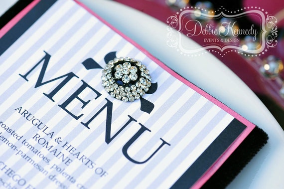 Black Tie Printable Reception Dinner Menu - DIY Print - Wedding or Shower Brunch Menu Il_570xn