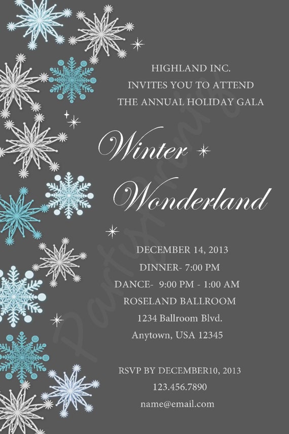 Printable Winter Wonderland Christmas Party Personalized 